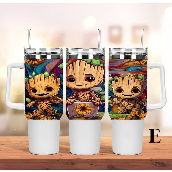 Disney Marvel I Am Groot 40 oz Tumbler/Water bottle/Mug with hand carry handle. - Picture 5 of 12